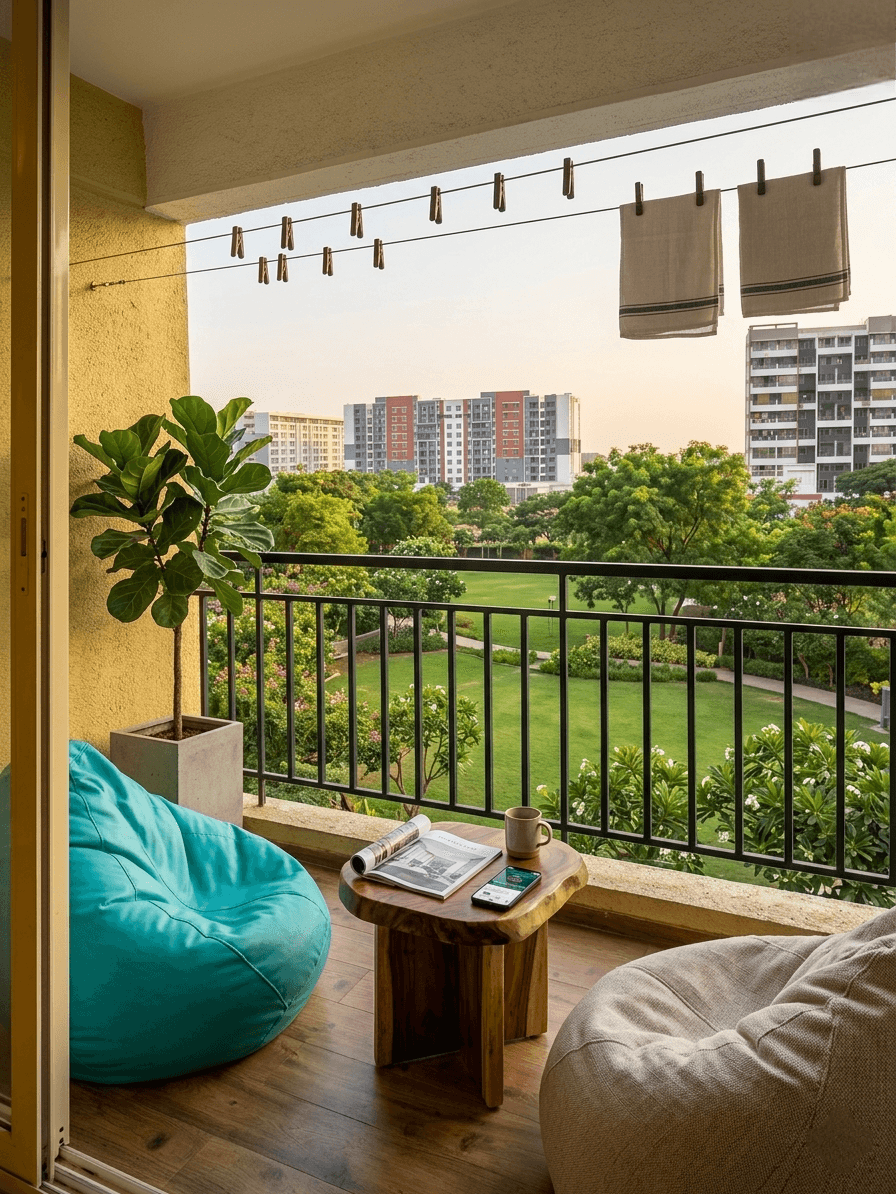 Outdoor relaxing area on the balcony